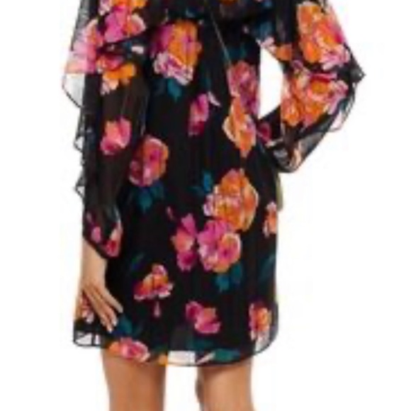 JOIE Silk Caviar Kriston Black Floral Mini Dress Sz Small NWT - Picture 4 of 9